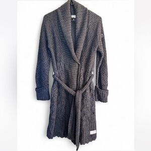 Odd Molly Charcoal Knit tie waist cardigan
